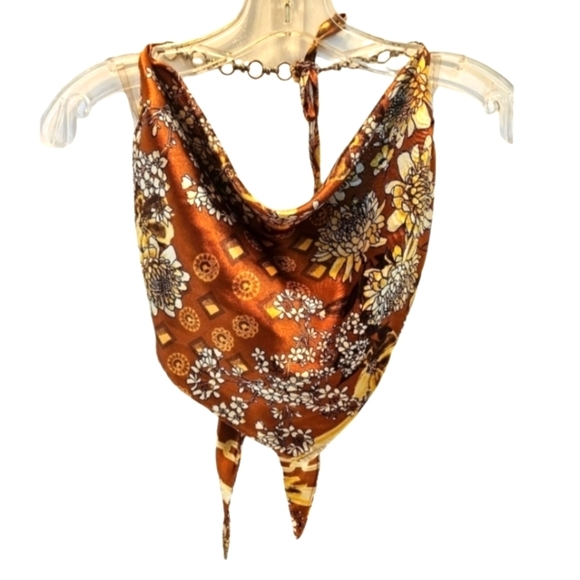 J is for Justify crop top floral pattern copper color baby tee fall cropped top - Picture 3 of 16